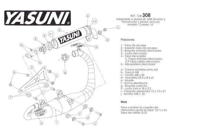 Avgassystem Yasuni C16 Yamaha BW's / Slider aluminium